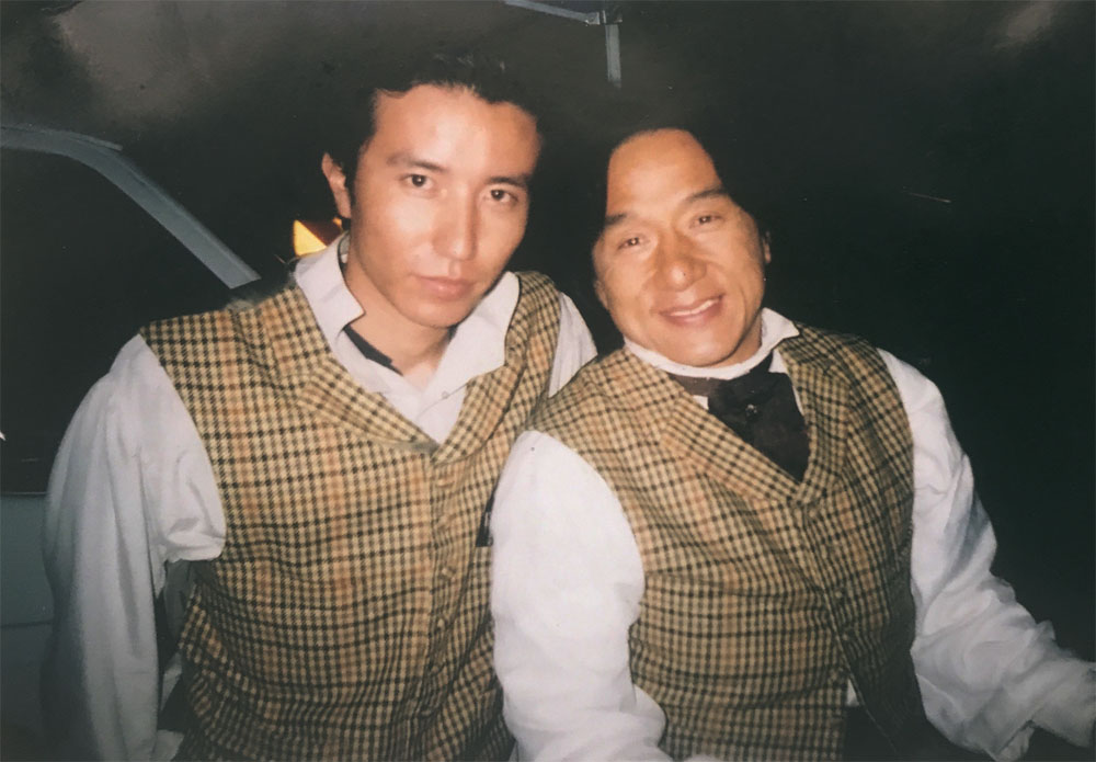 Ramazan Amirgaliyev and Jackie Chan on the set of SHANGHAI KNIGHTS in Prague